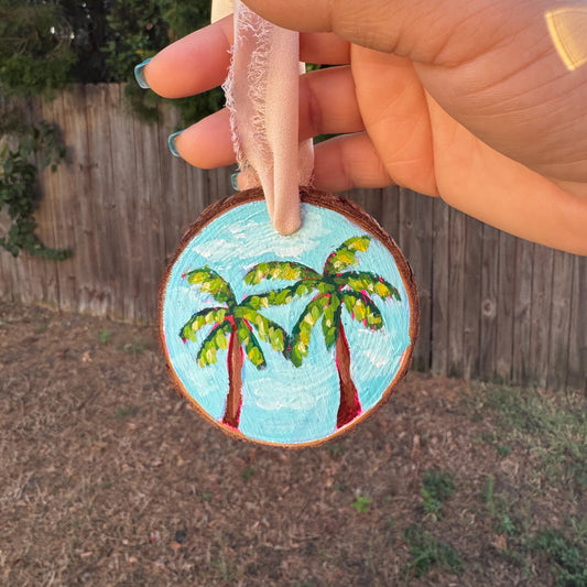 Palm Trees Wood Slice Ornament