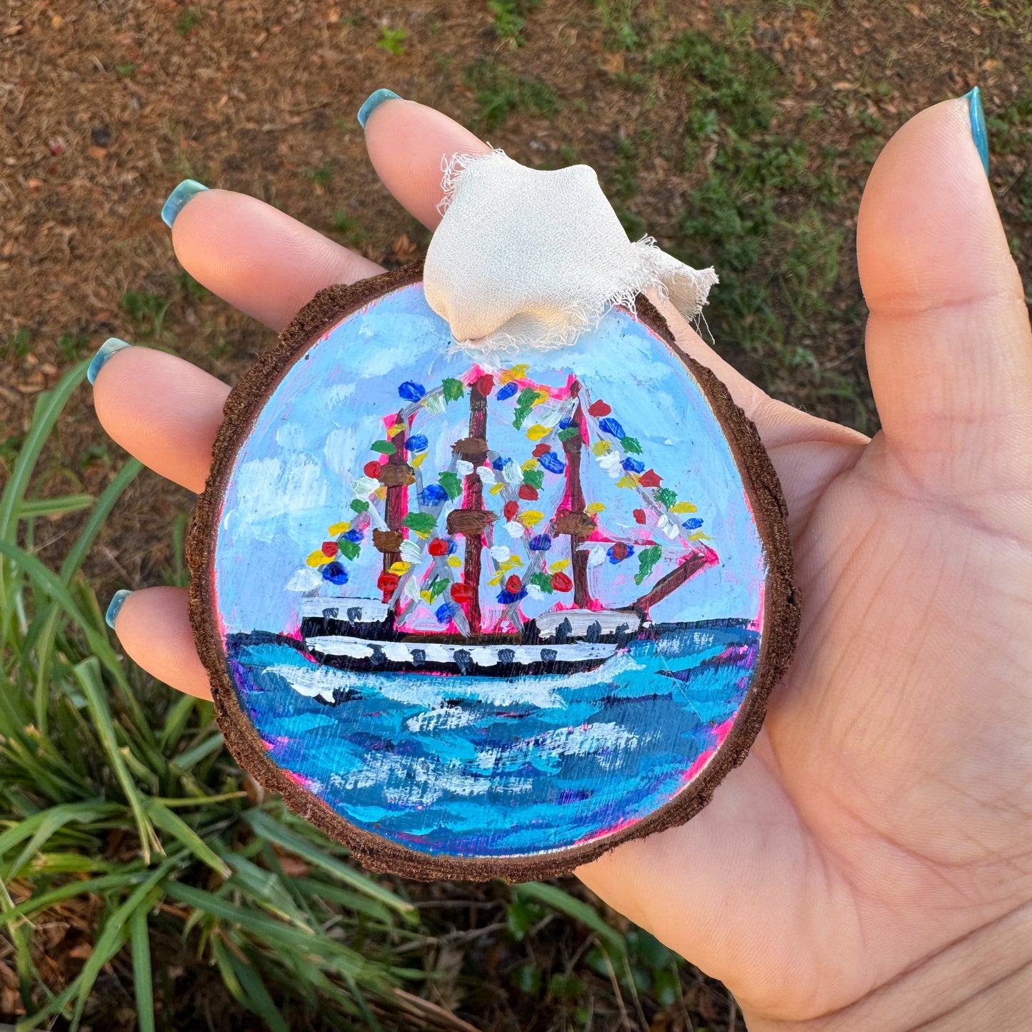 Gasparilla Ship #2 Wood Slice Ornament