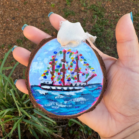 Gasparilla Ship #2 Wood Slice Ornament