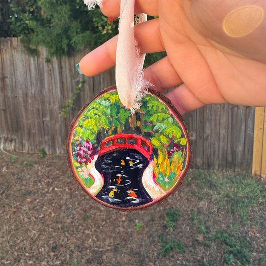 Sunken Gardens Bridge Wood Slice Ornament