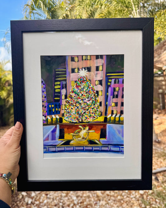 "Rockefeller Christmas Tree" 9x12 Framed