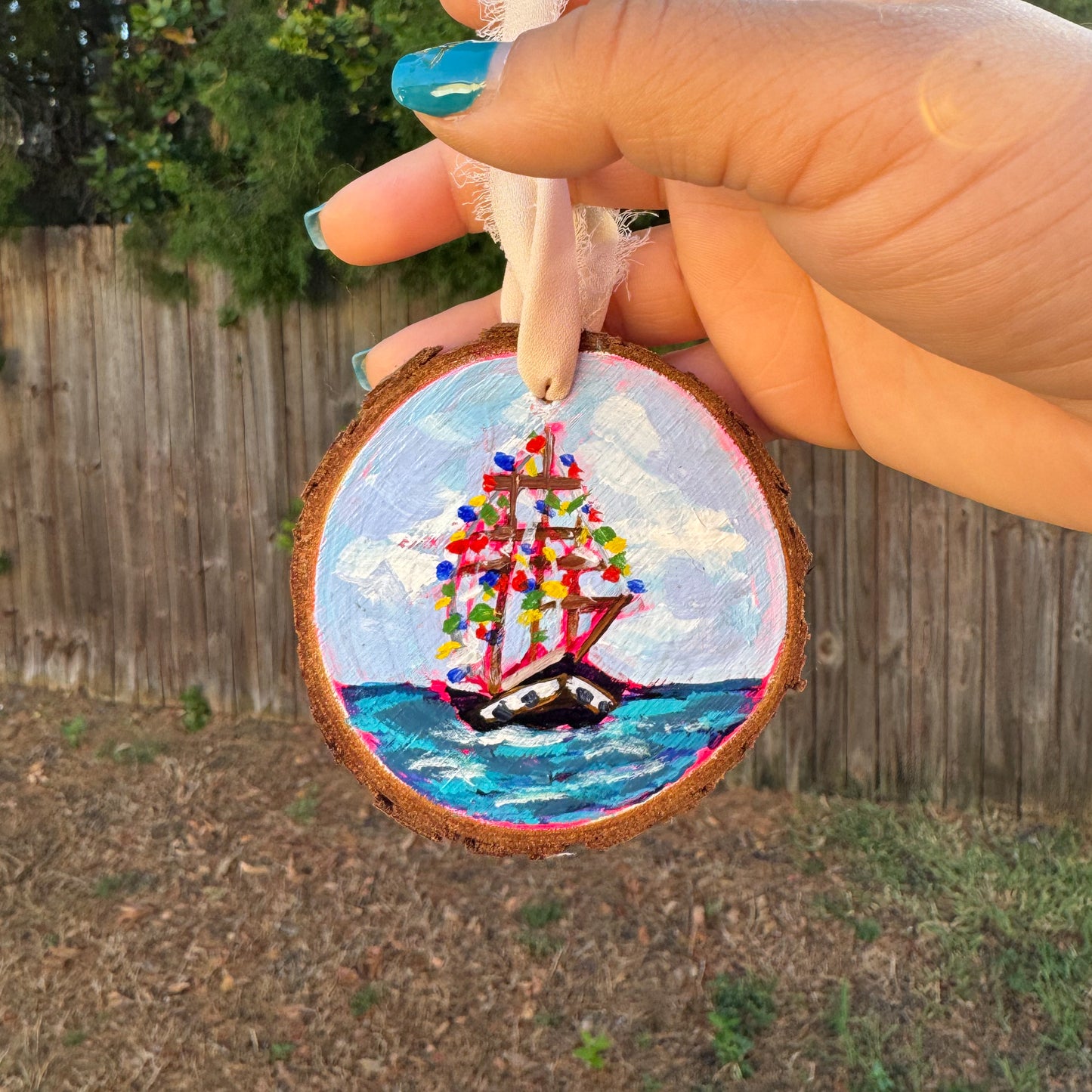 Gasparilla Ship #1 Wood Slice Ornament