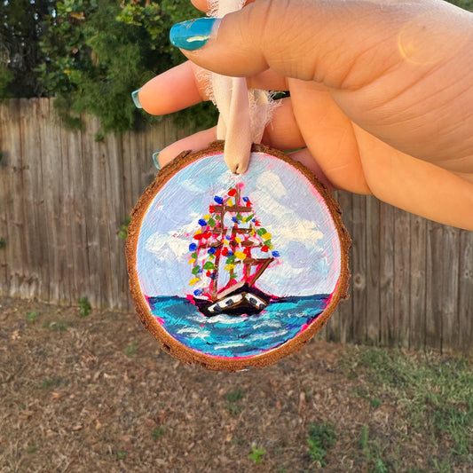 Gasparilla Ship #1 Wood Slice Ornament
