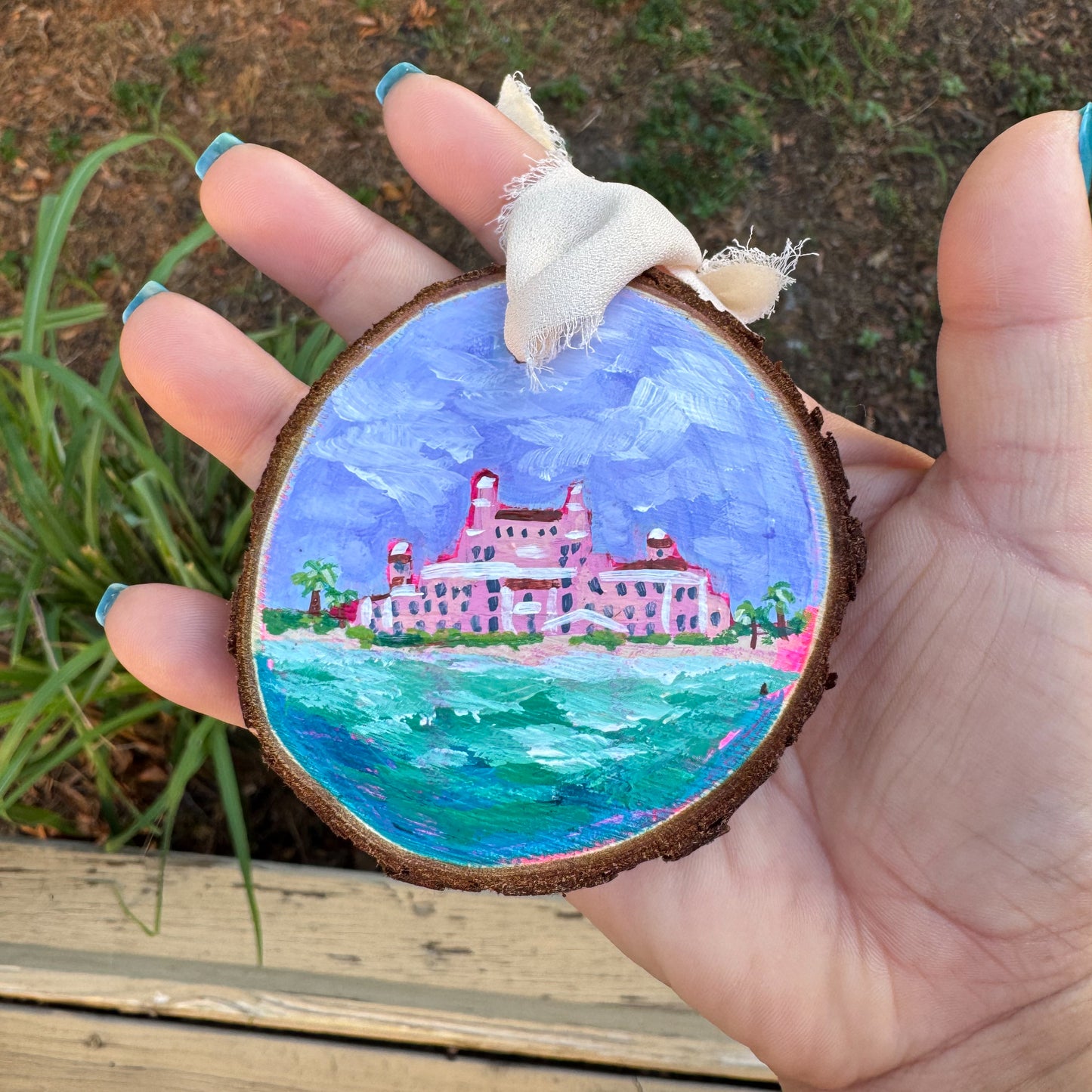 Pink Palace Wood Slice Ornament