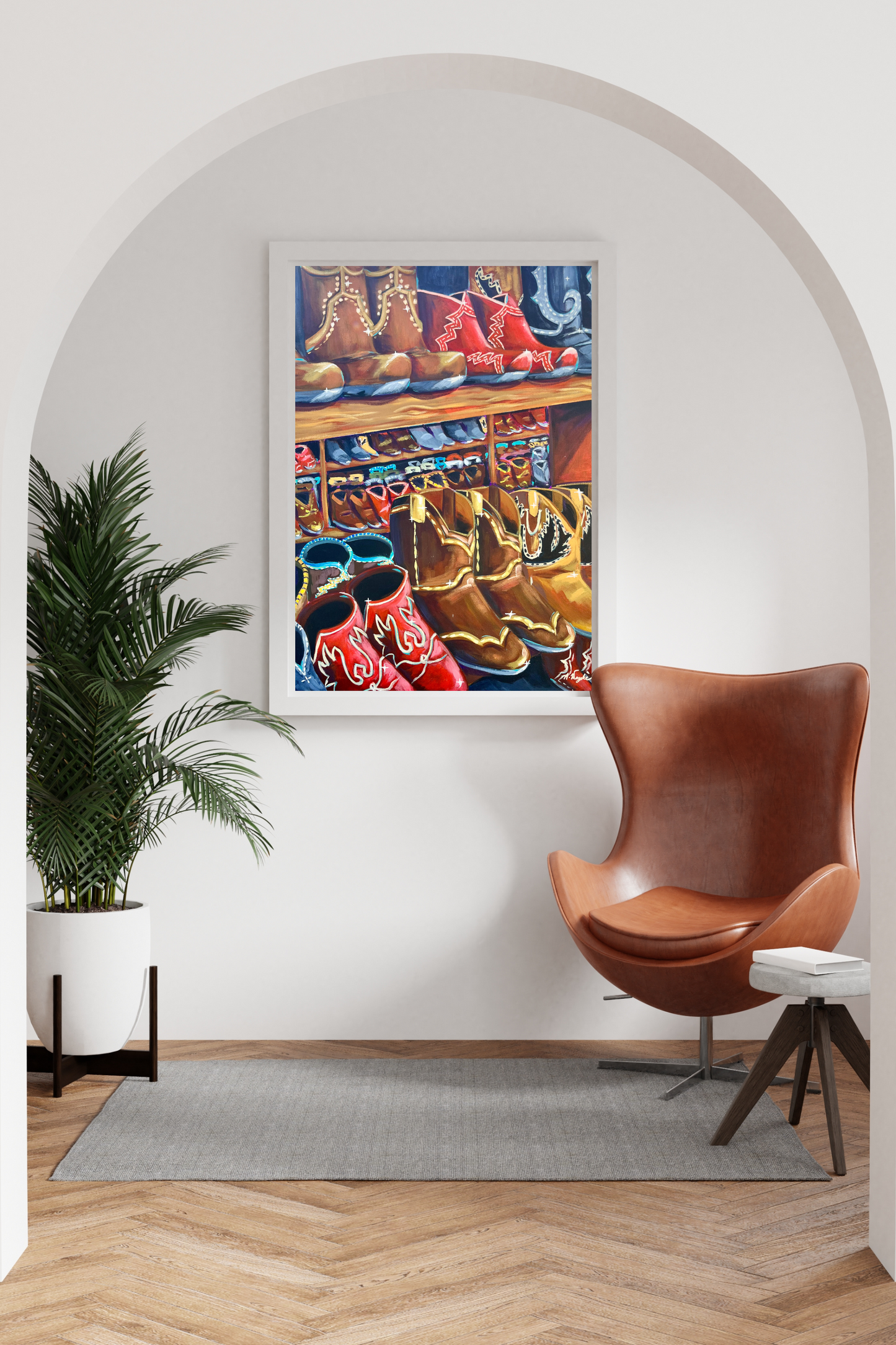 "Allens Boots" 22x28 Unframed