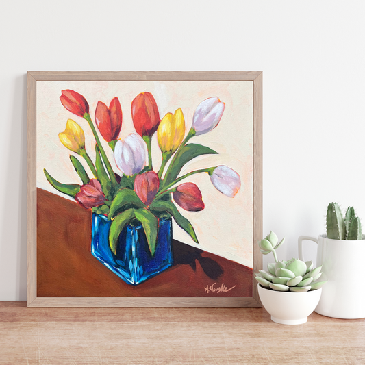 "Tulips on my Front Step" 12x12 Unframed