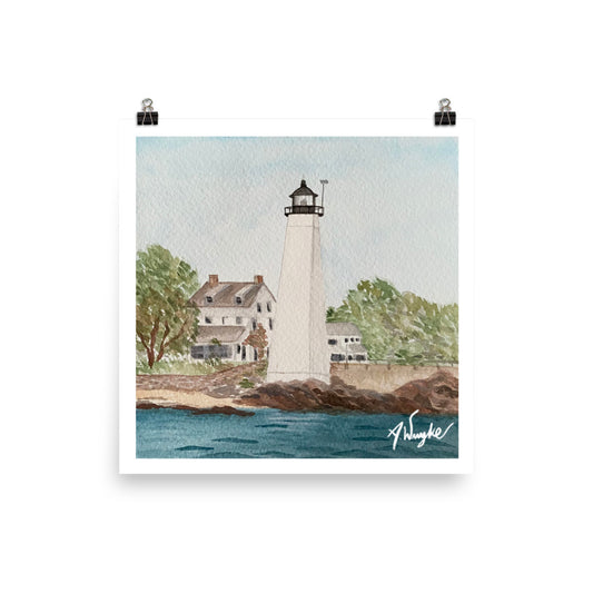 "New London Harbor Light" Art Print