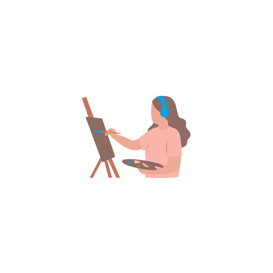Vector art - artist painting on canvas.